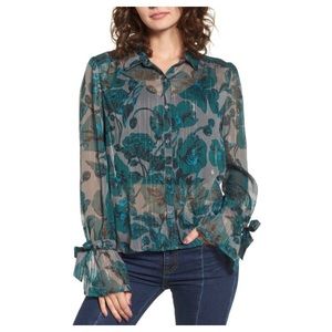 BP Sheer Metallic Floral Shirt